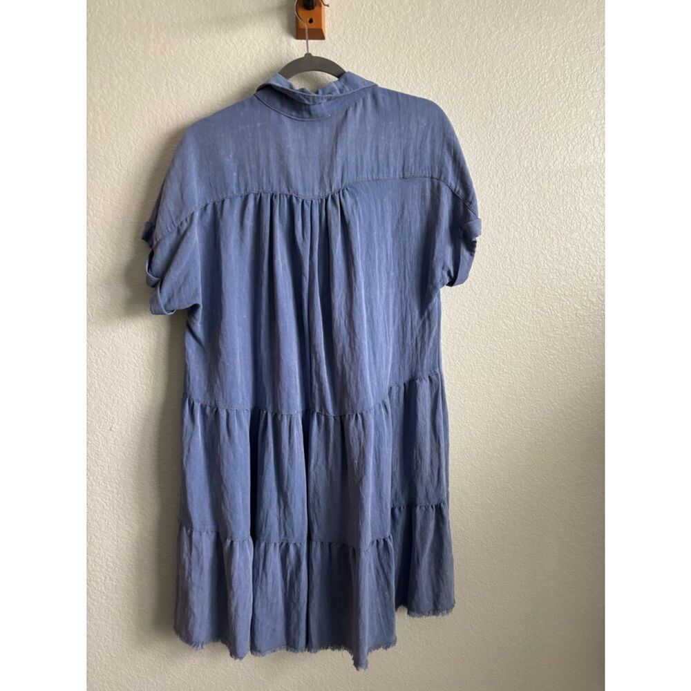 Umgee Light Blue Tiered Mini Dress - Picture 3 of 7